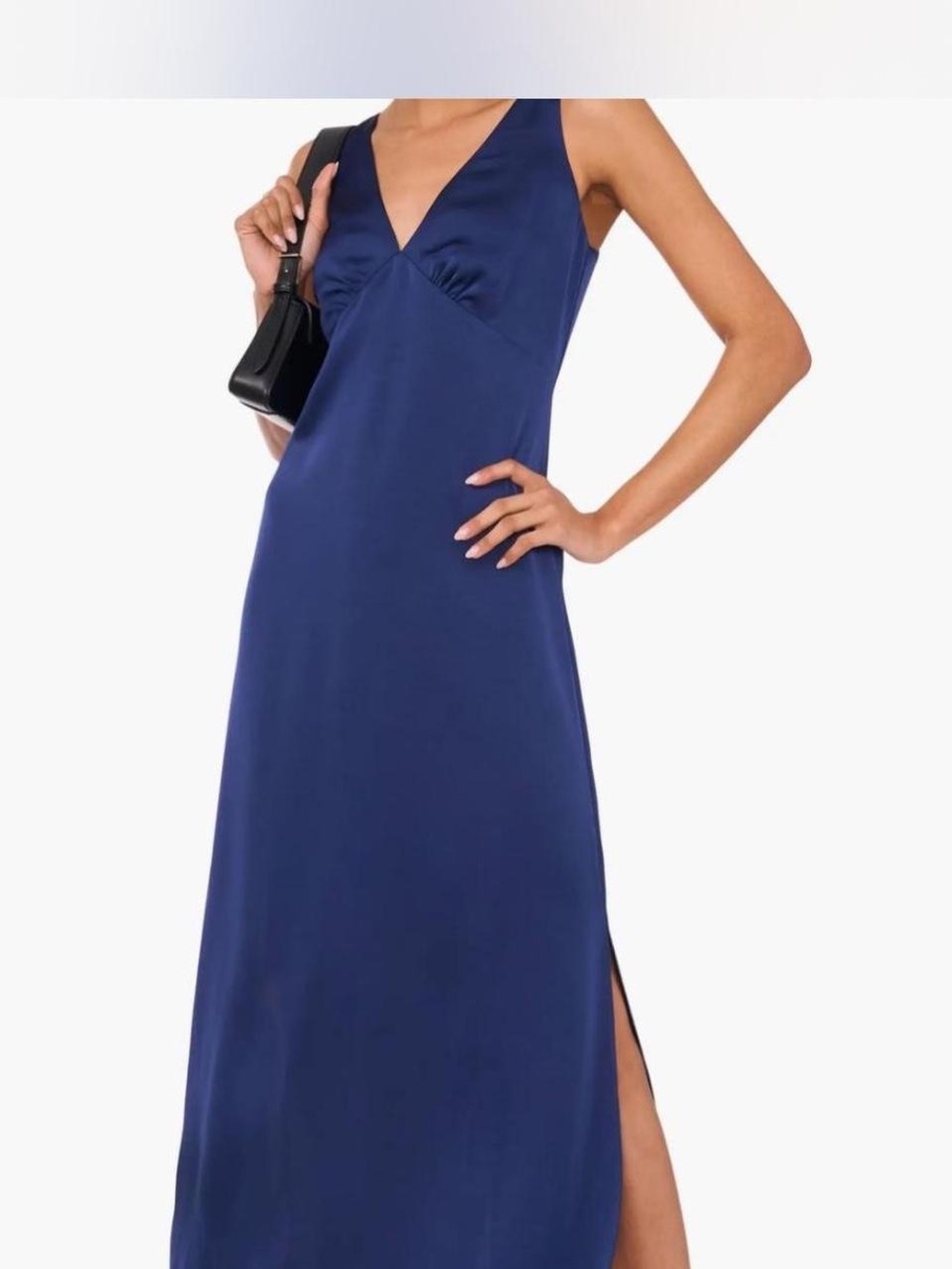1. State Navy V-Neck Sleeveless Maxi Gown